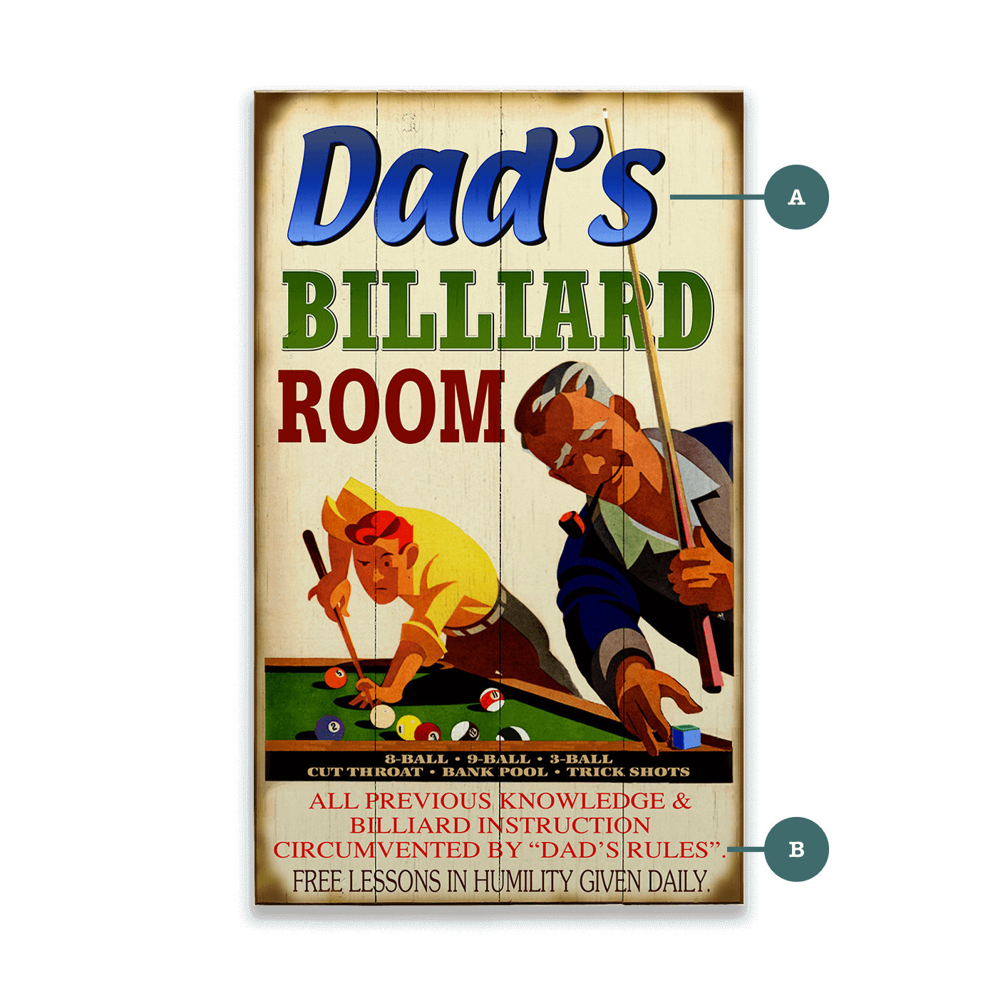 Dad's Billiard Room - Wood & Metal Wall Art