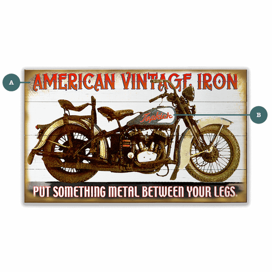 American Vintage Iron - Wood & Metal Wall Art