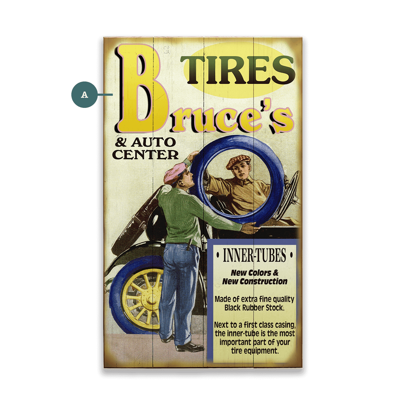 Tire Shop Sign - Wood & Metal Wall Art