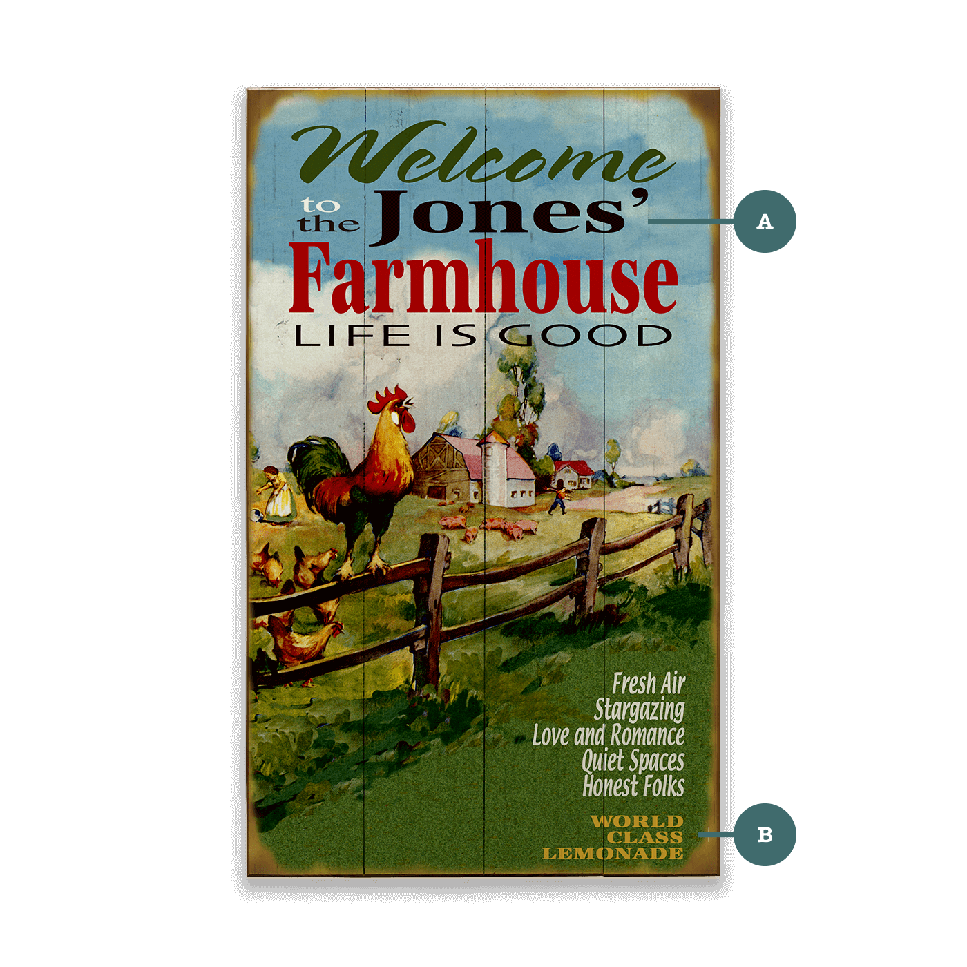 Welcome to our Farmhouse: Personalized - Wood & Metal Wall Art