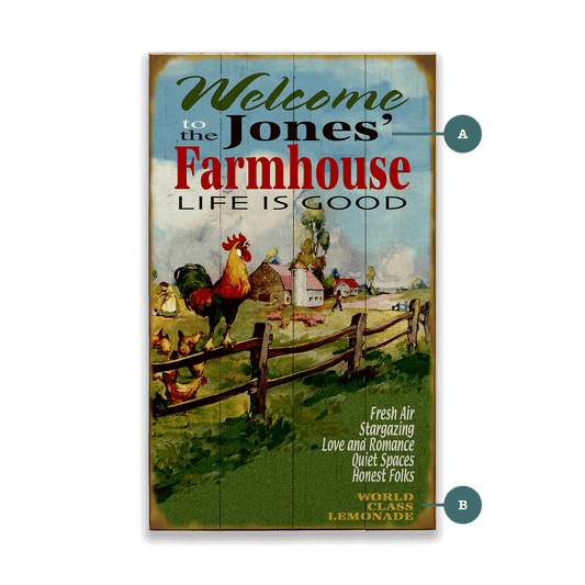 Welcome to our Farmhouse: Personalized - Wood & Metal Wall Art