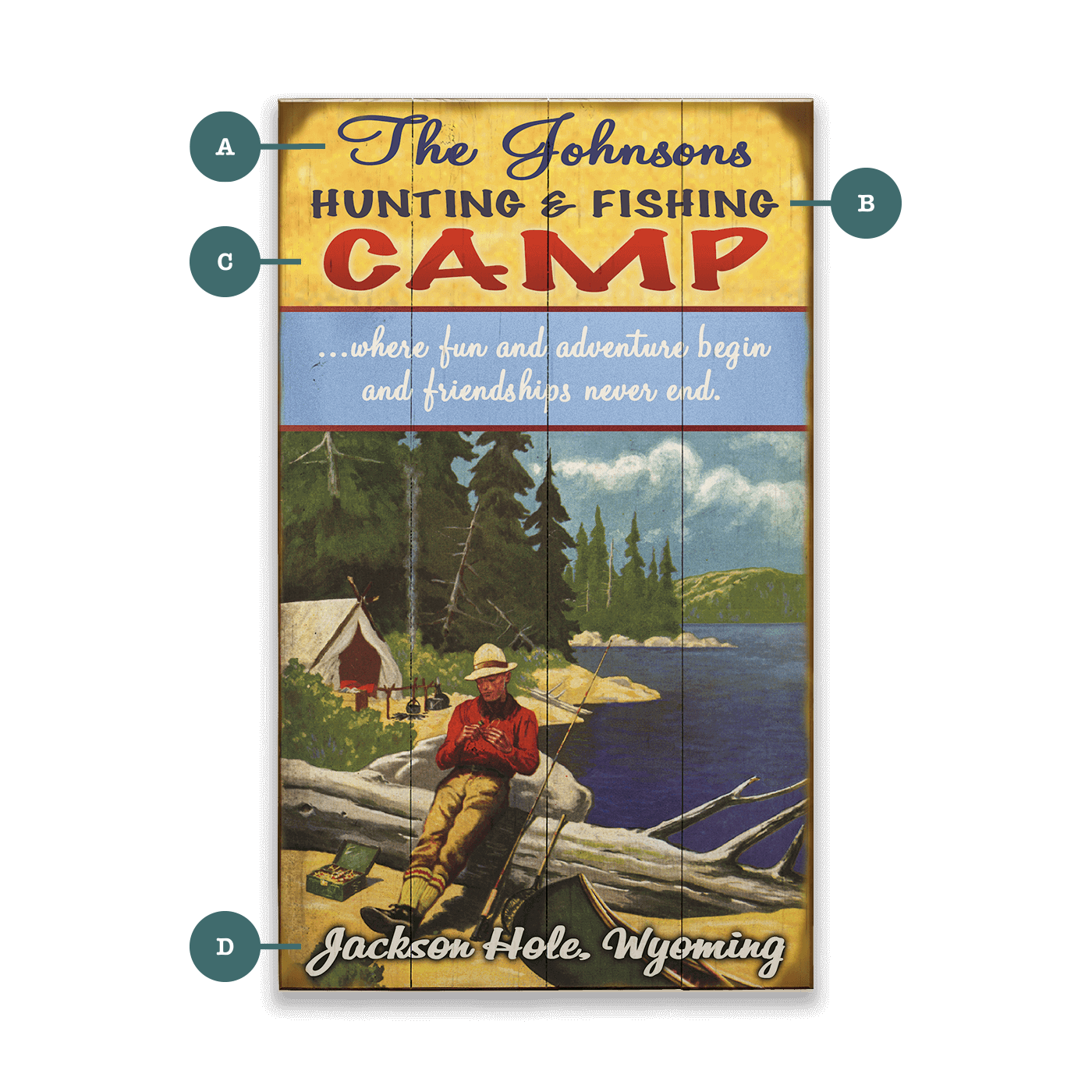 Hunting and Fishing Camp - Wood & Metal Wall Art