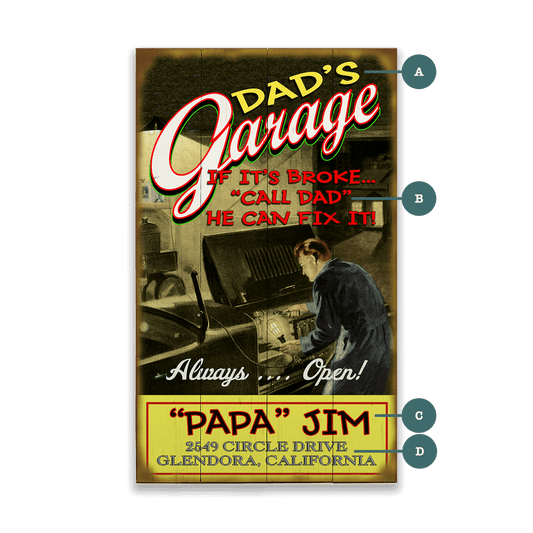 Dad's Garage - Wood & Metal Wall Art