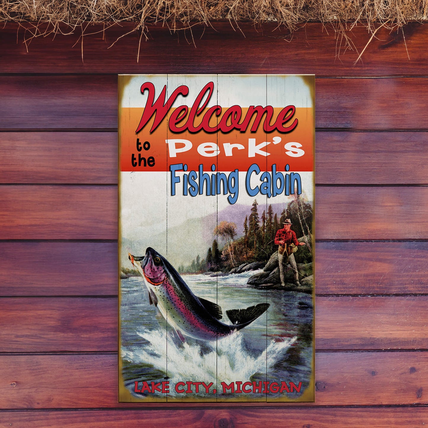 Welcome to the Fishing Cabin - Wood & Metal Wall Art