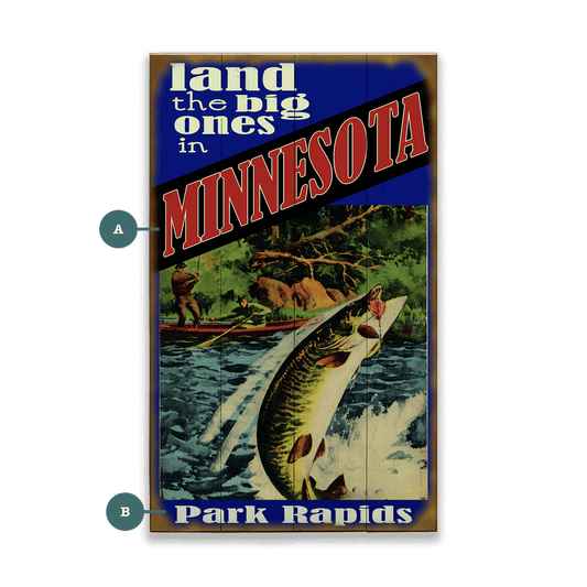 Land the Big Ones: Muskie - Wood & Metal Wall Art