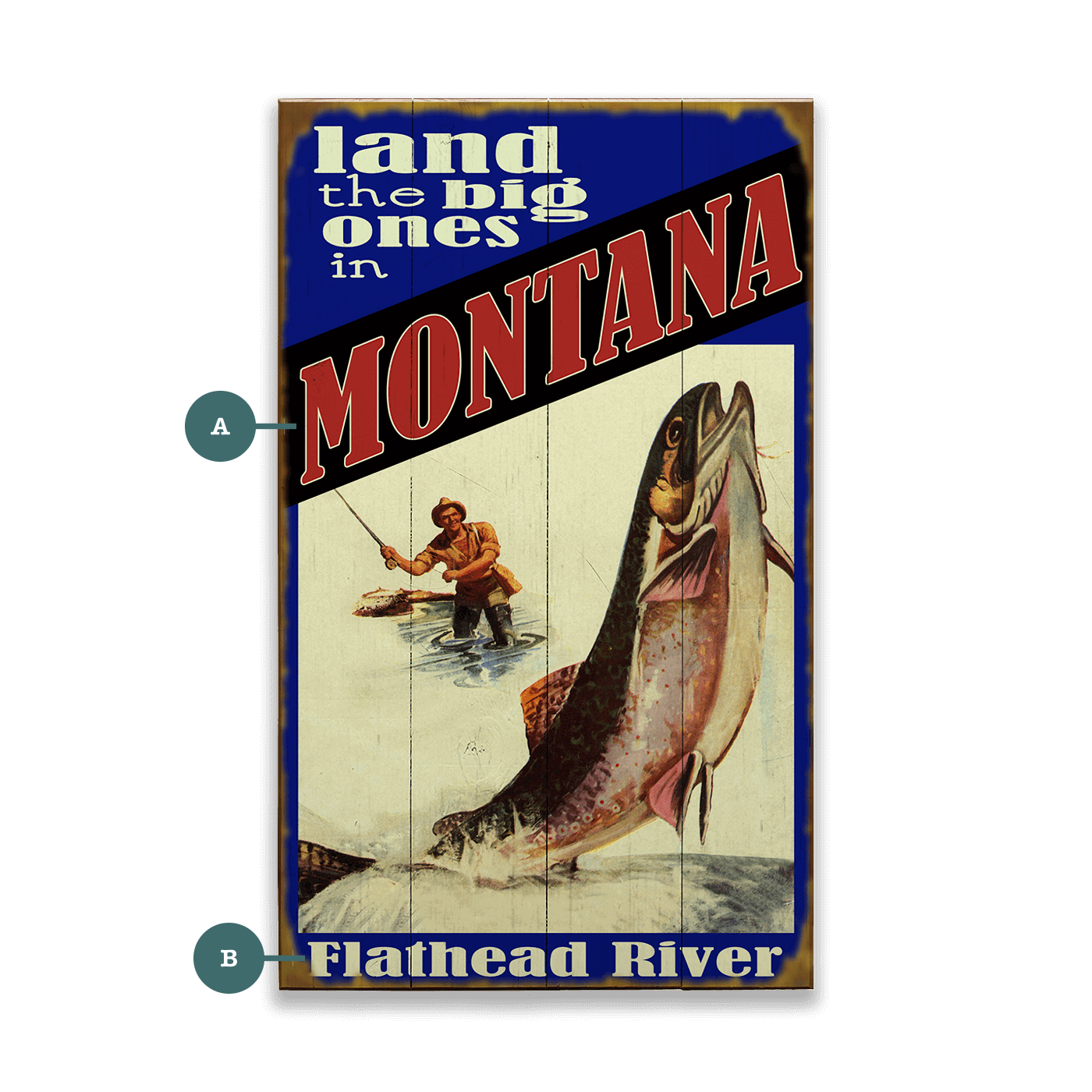 Land the Big Ones: Trout - Wood & Metal Wall Art