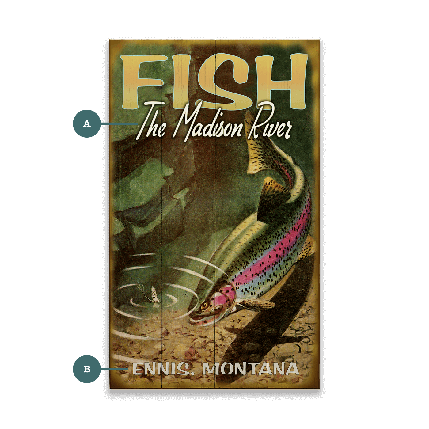 A Trout's Temptation - Wood & Metal Wall Art