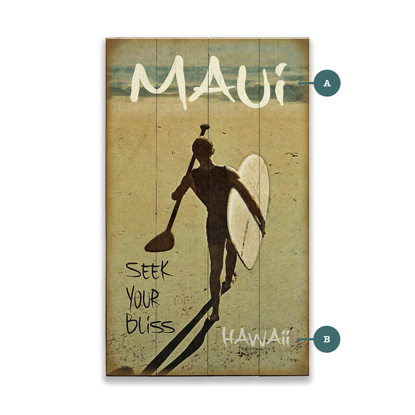 Seek Your Bliss Paddle-boarding - Wood & Metal Wall Art