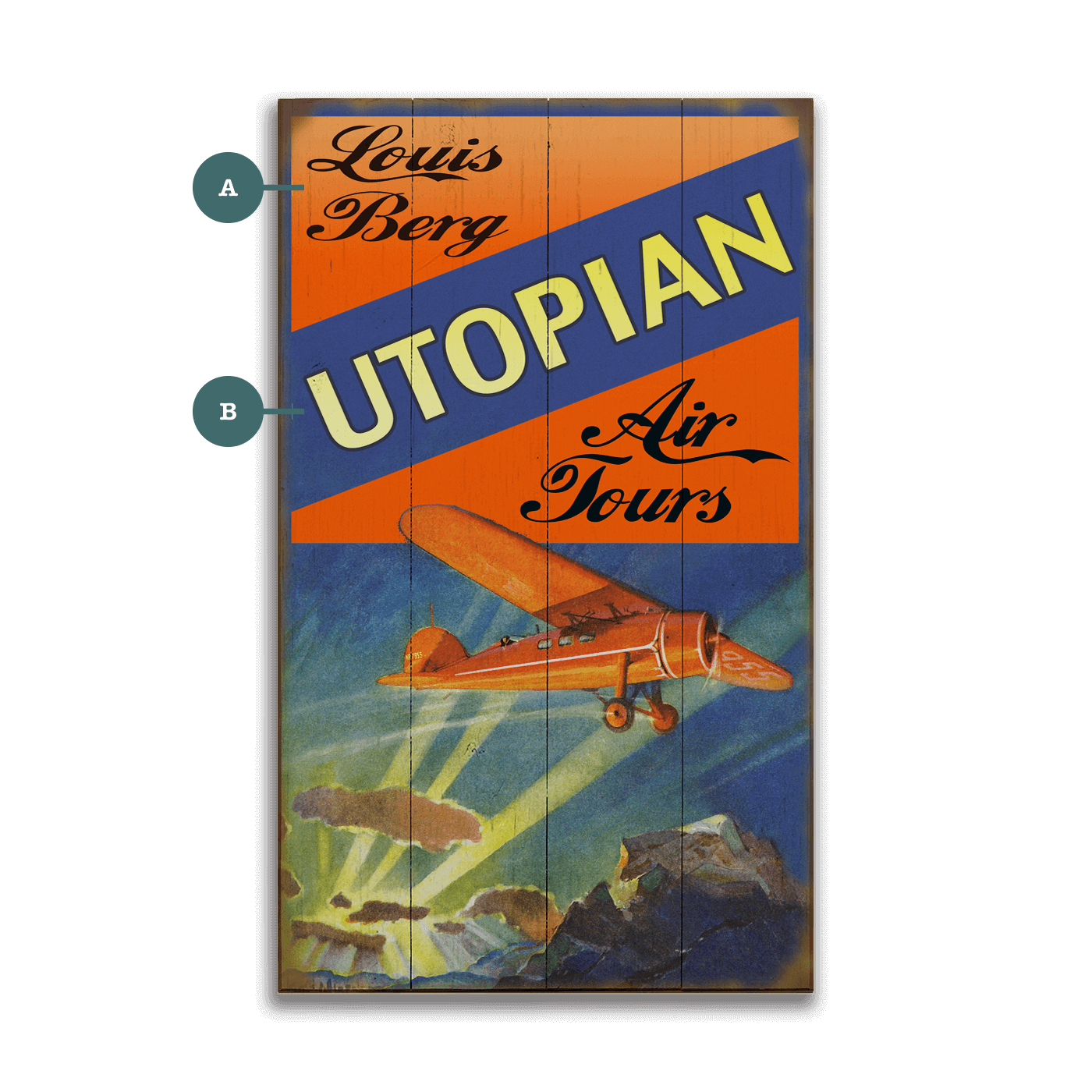 Utopian Air Tours - Wood & Metal Wall Art