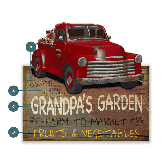 Grandpa's Garden Vintage Truck - Wood Wall Decor