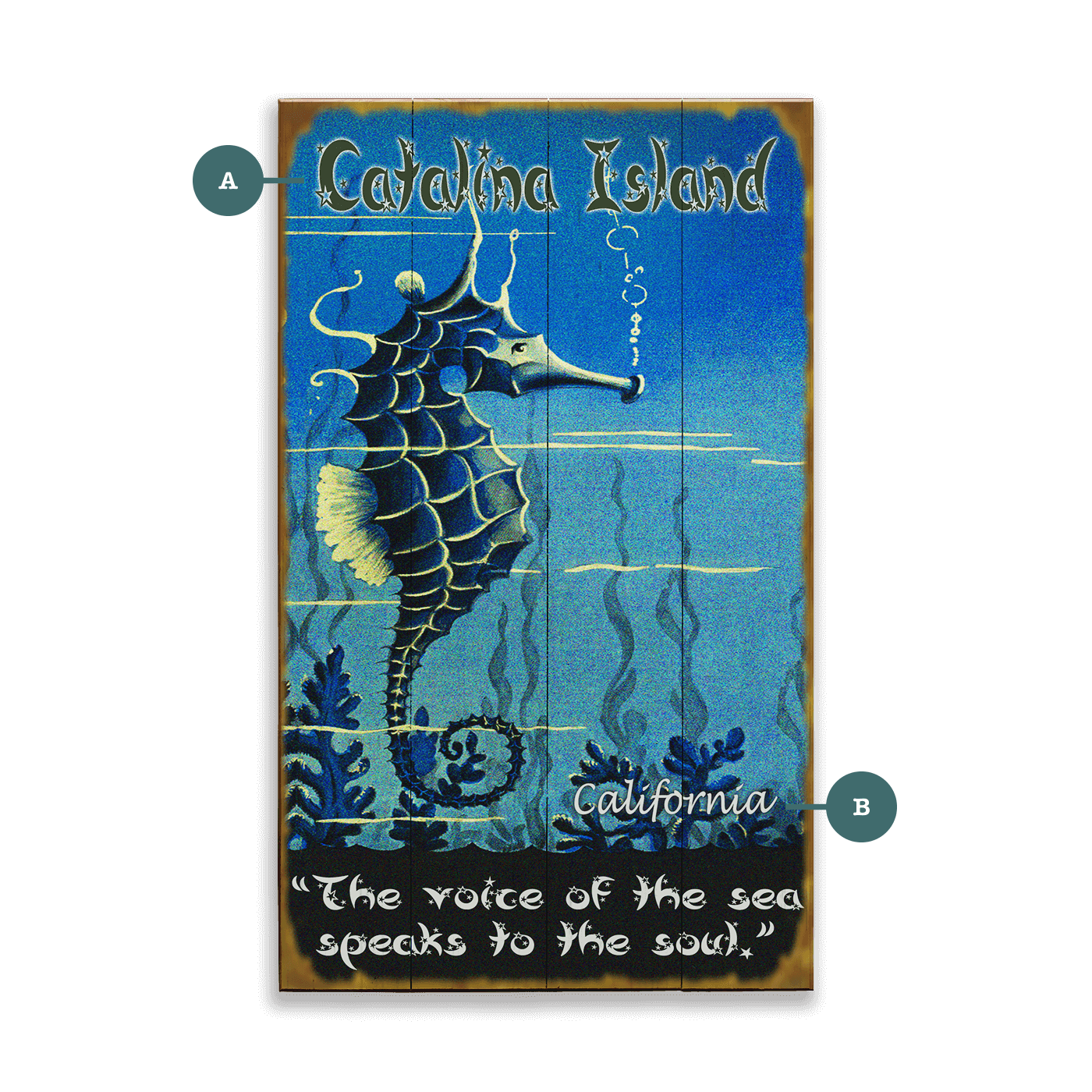 Seahorse Voice of the Sea: Personalized - Wood & Metal Wall Art