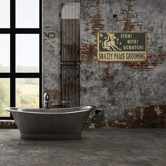 Itch Bite Scratch Grooming - Wood & Metal Wall Art
