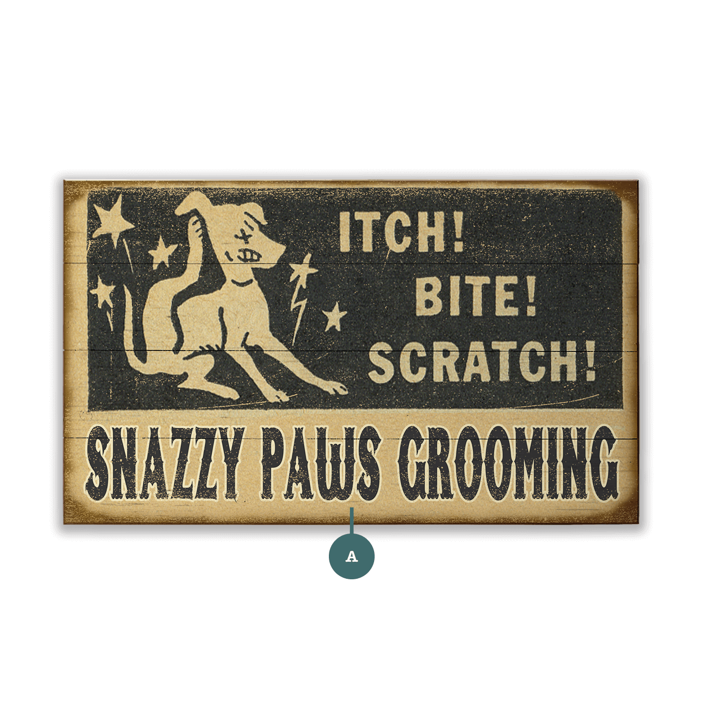 Itch Bite Scratch Grooming - Wood & Metal Wall Art