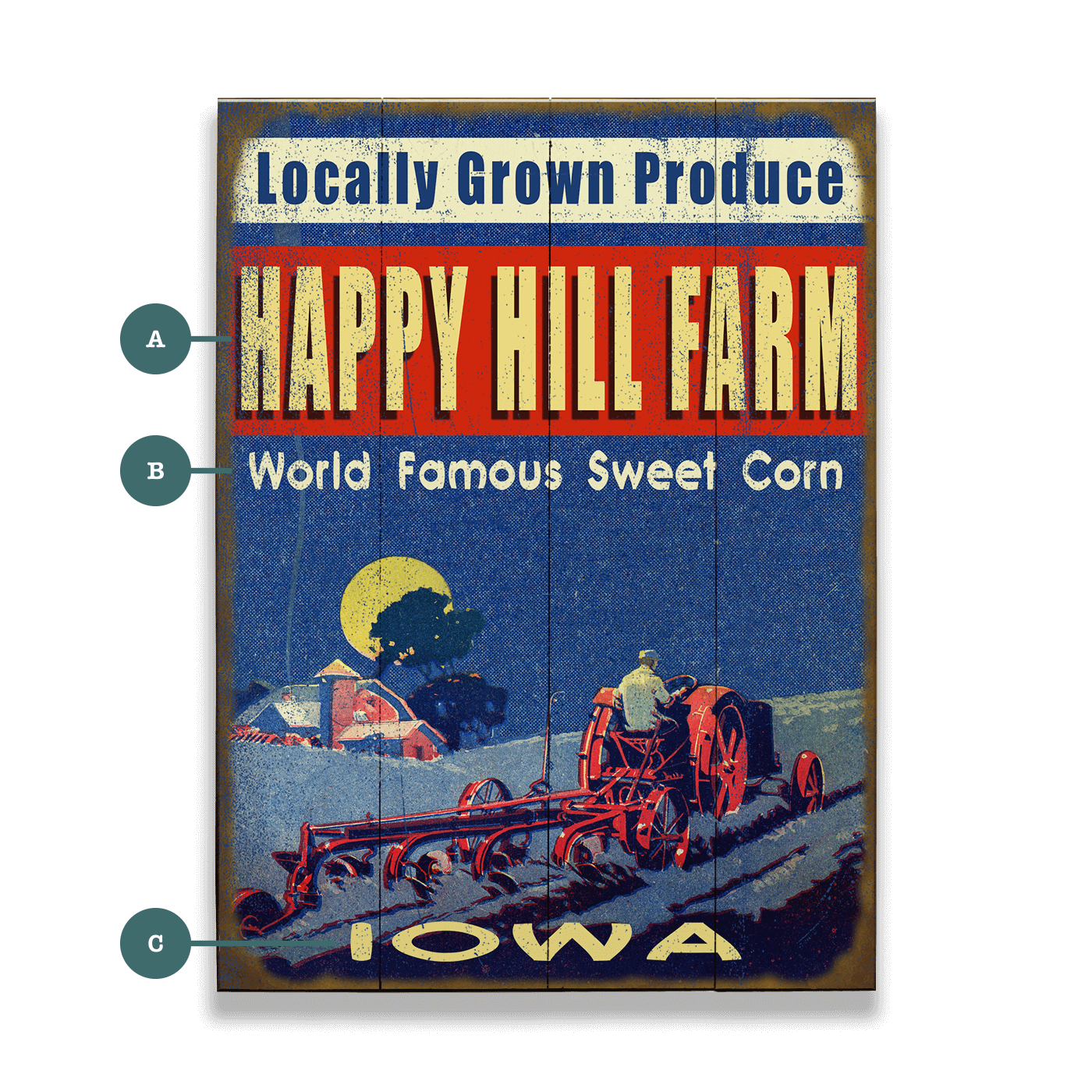 Locally Grown Produce - Wood & Metal Wall Art