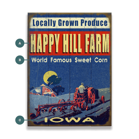 Locally Grown Produce - Wood & Metal Wall Art