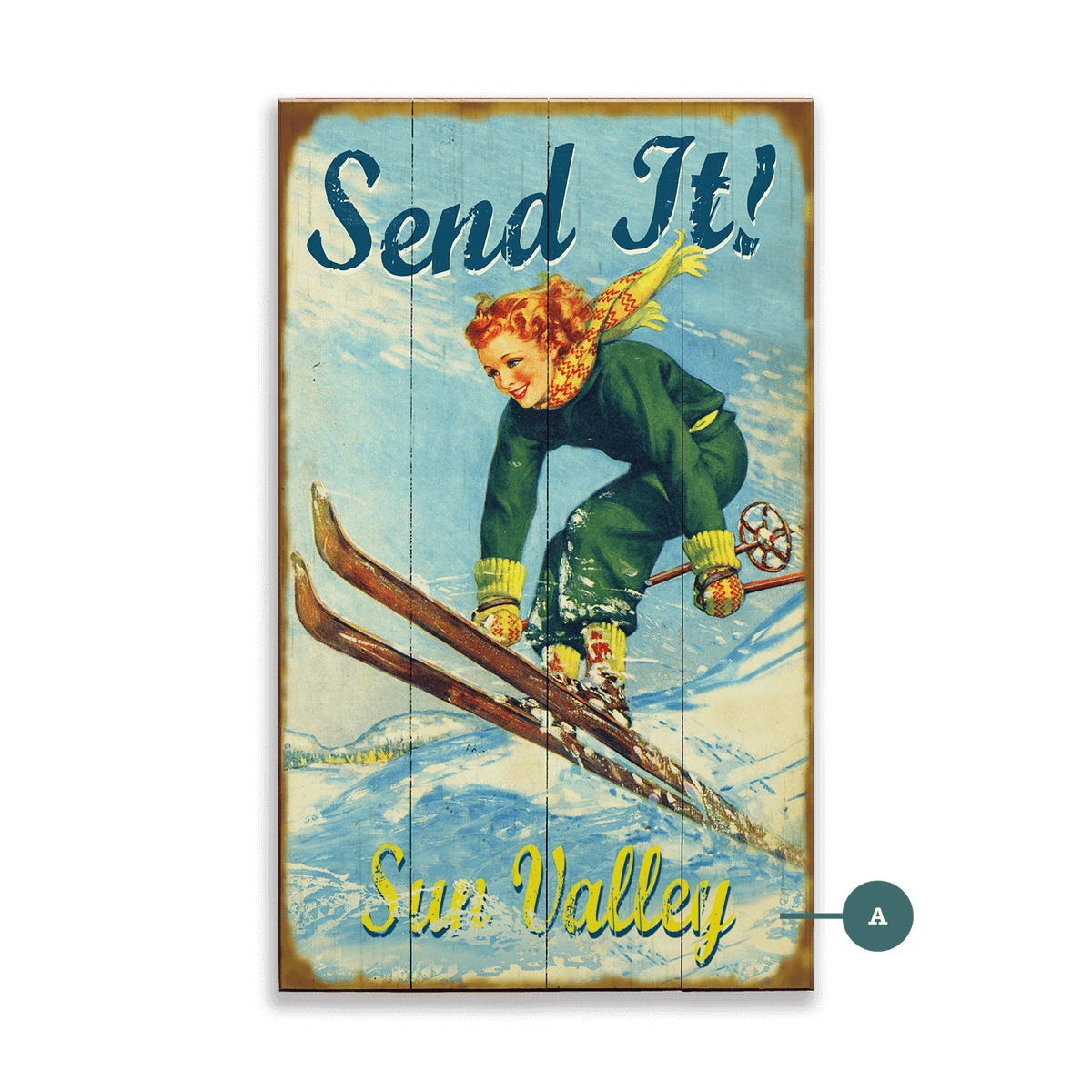 Send It Skier - Wood & Metal Wall Art
