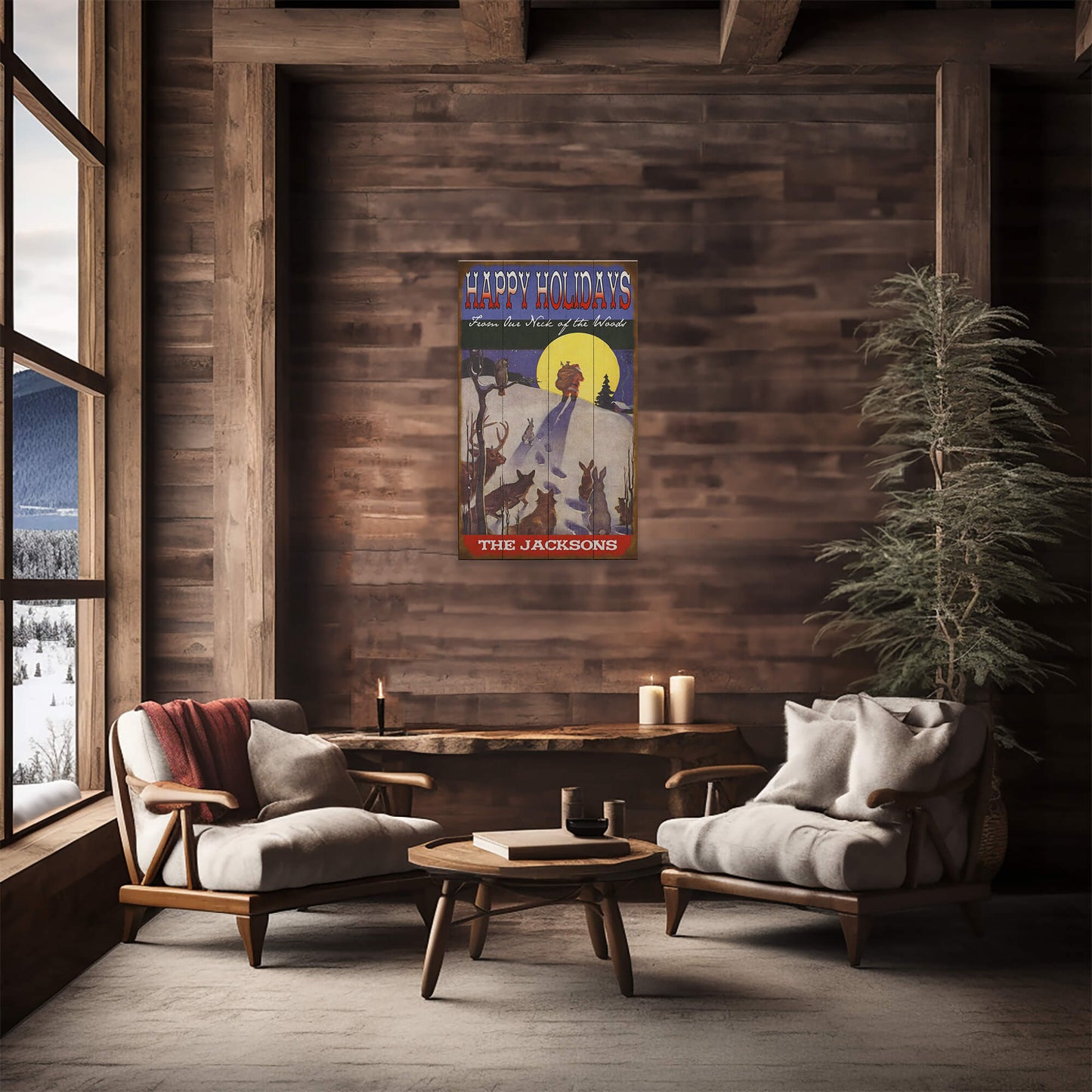 Happy Holidays From Our Neck Of the Woods - Wood & Metal Wall Art