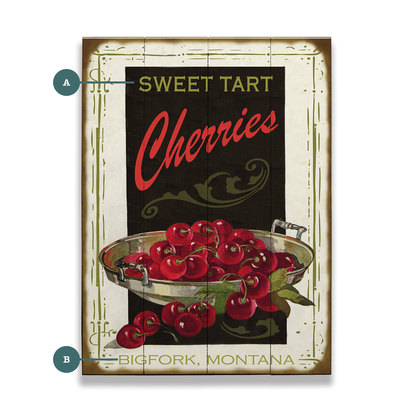 Sweet Tart Cherries - Wood & Metal Wall Art
