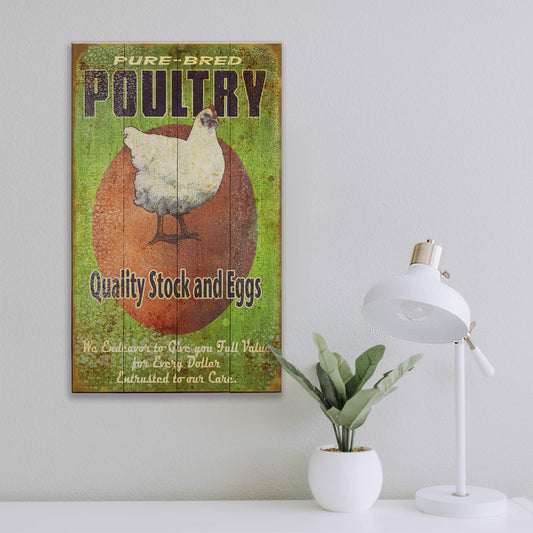 Quality Poultry Stock and Eggs - Wood & Metal Wall Art