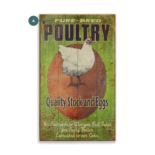 Quality Poultry Stock and Eggs - Wood & Metal Wall Art