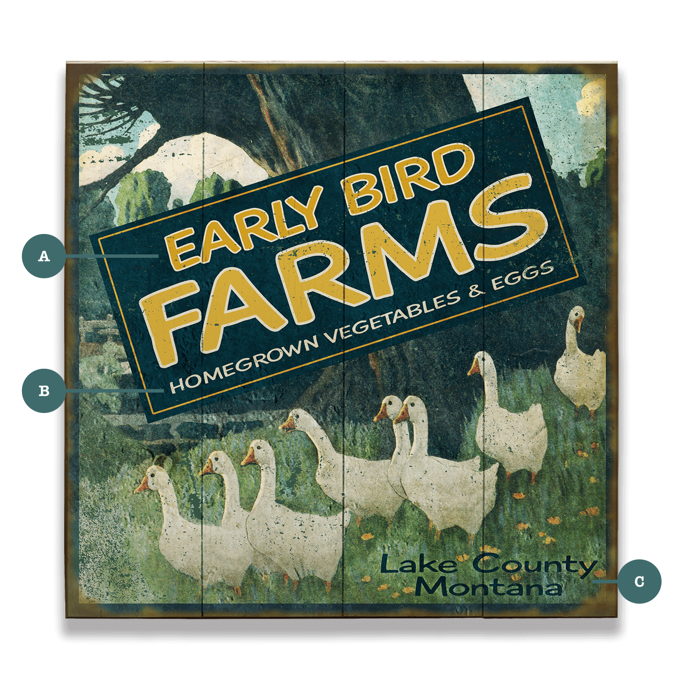 Early Bird Farms - Wood & Metal Wall Art