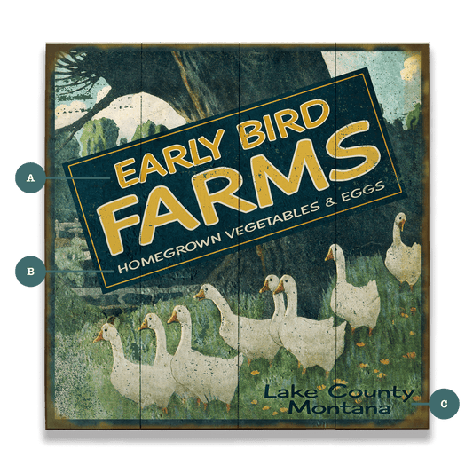 Early Bird Farms - Wood & Metal Wall Art
