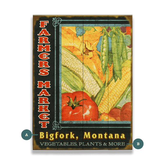 Bountiful Farmer's Market: Personalized - Wood & Metal Wall Art