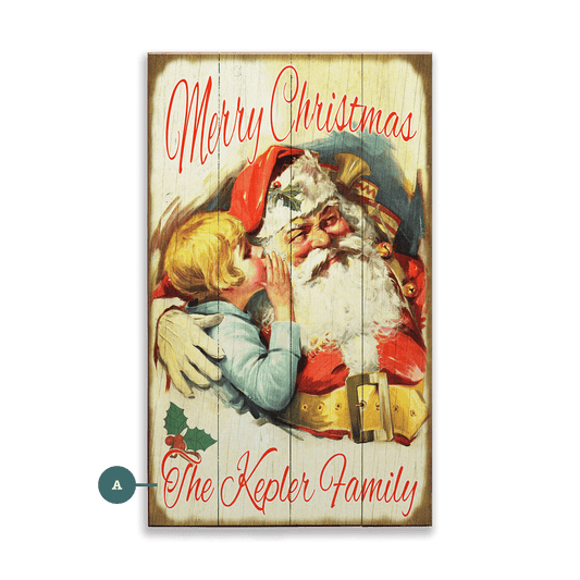 Santa and Whispering Child - Wood & Metal Wall Art