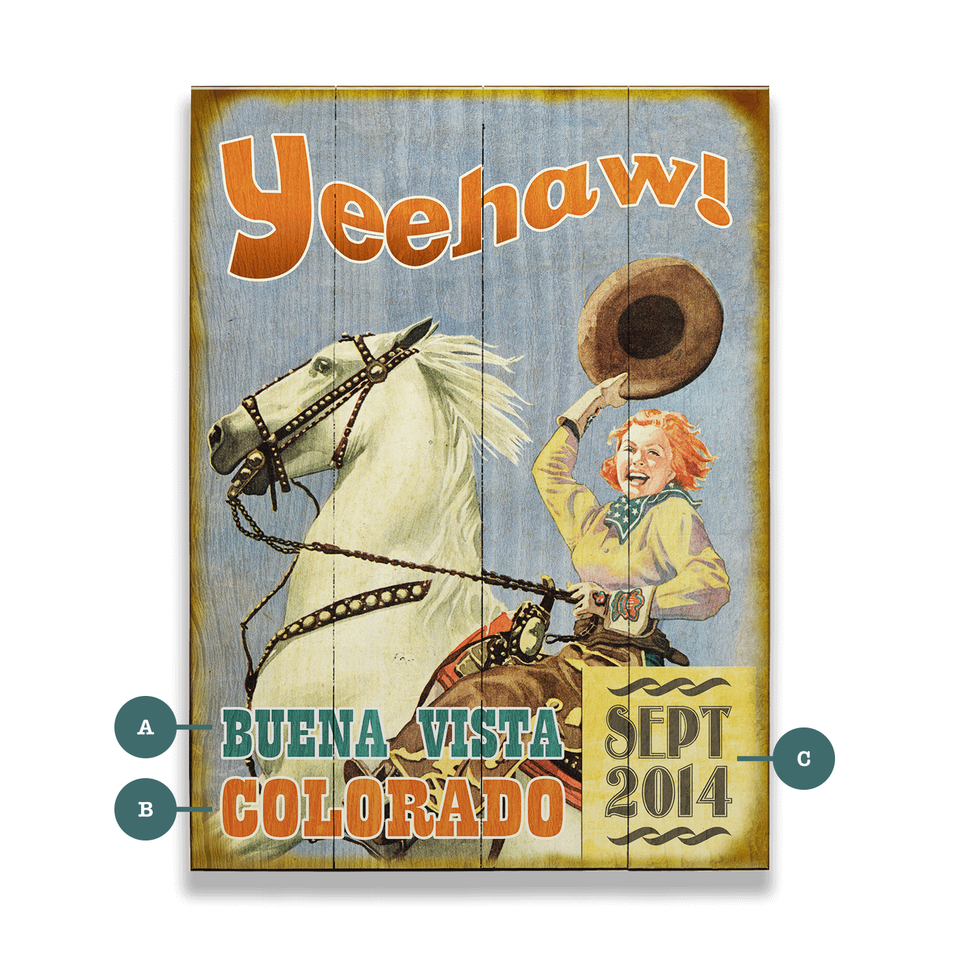 Yeehaw Cowgirl - Wood & Metal Wall Art