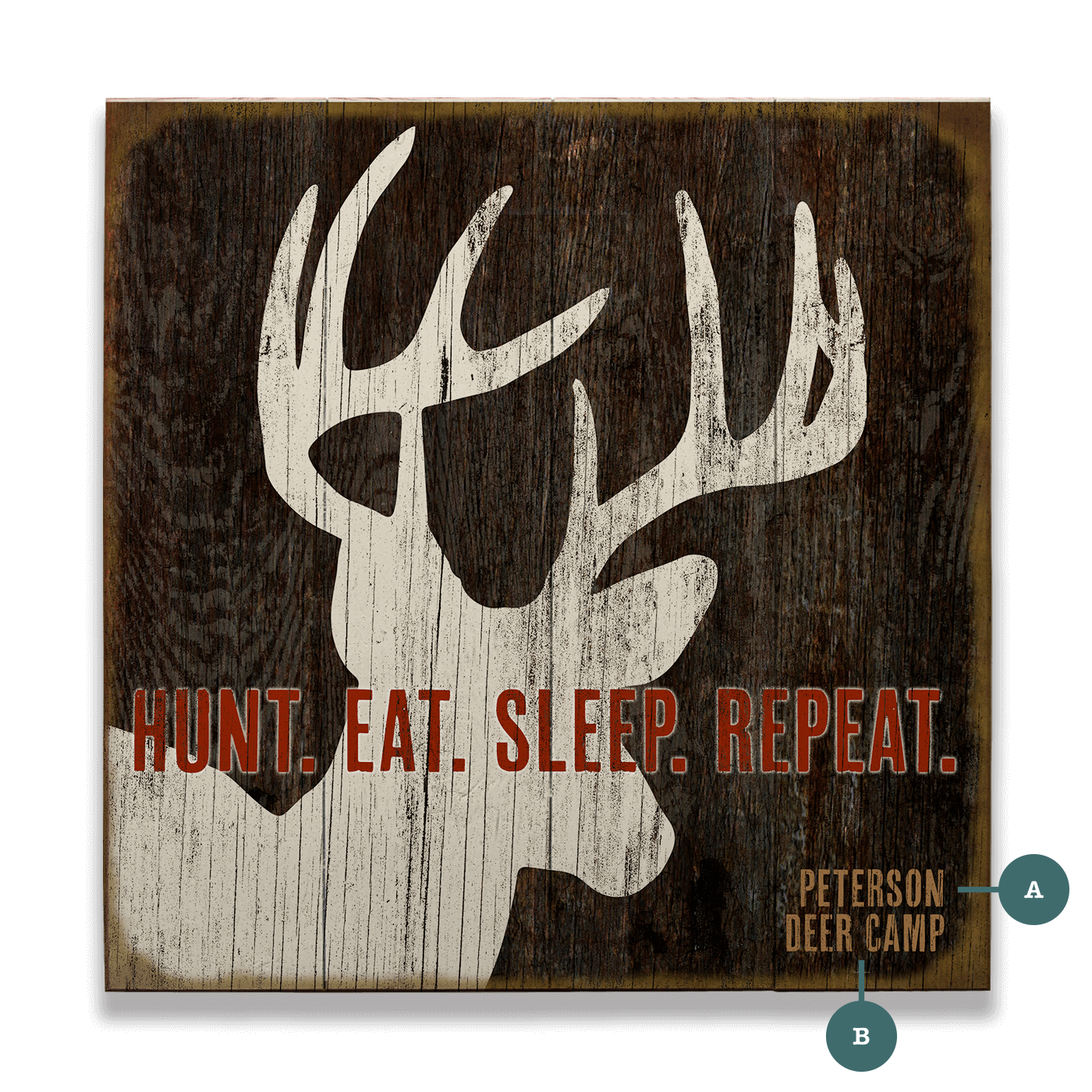 Hunt. Eat. Sleep. Repeat. - Wood & Metal Wall Art