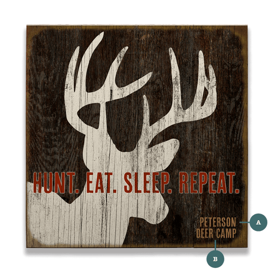 Hunt. Eat. Sleep. Repeat. - Wood & Metal Wall Art