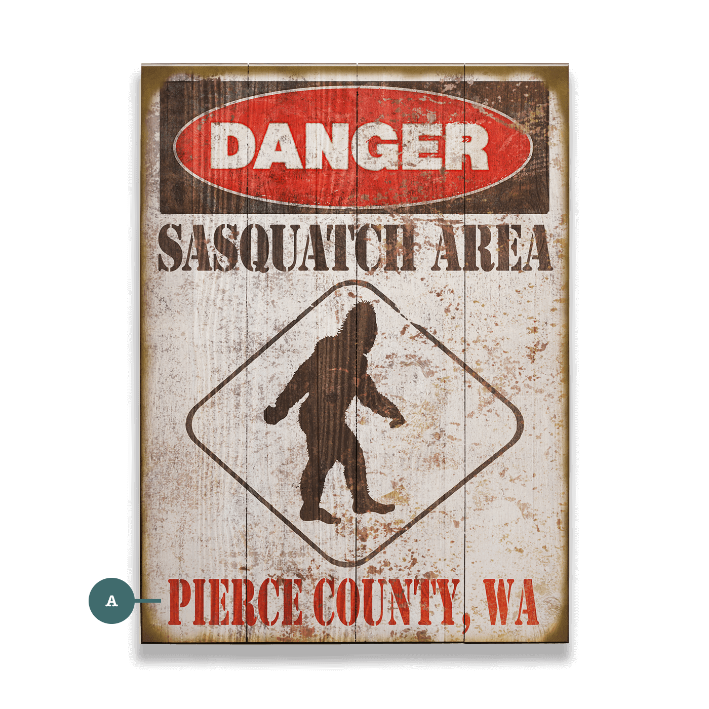 Sasquatch Warning Sign - Wood & Metal Wall Art