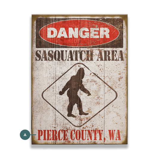 Sasquatch Warning Sign - Wood & Metal Wall Art
