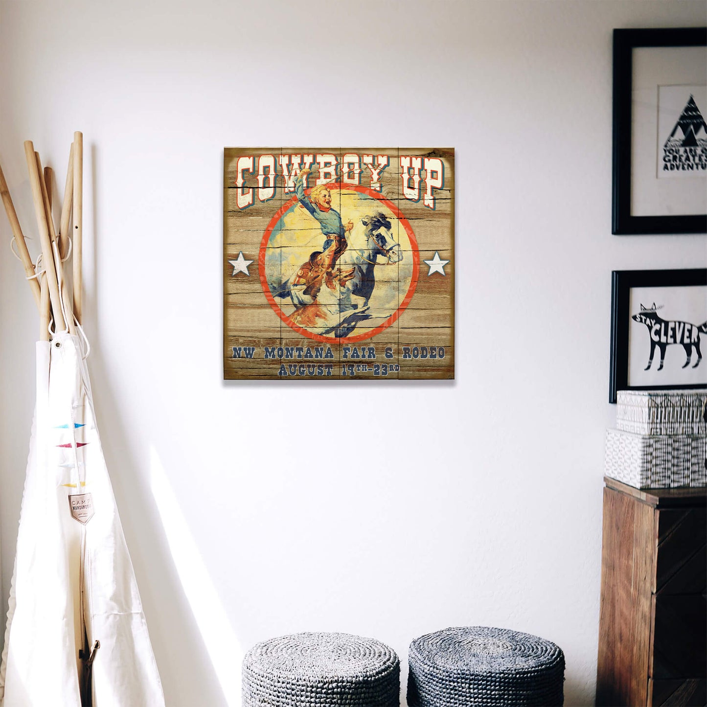 Cowboy Up - Wood & Metal Wall Art