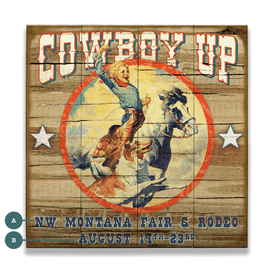 Cowboy Up - Wood & Metal Wall Art