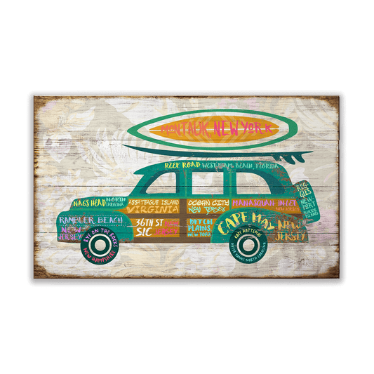 Surf Spots Woody: East Coast - Wood & Metal Wall Art