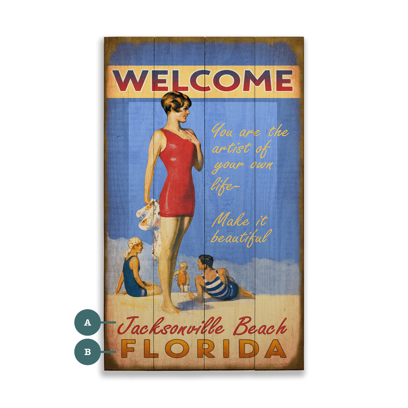 Seaside Greetings - Wood & Metal Wall Art