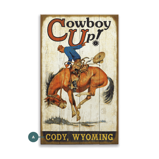 Cowboy Up: Personalized - Wood & Metal Wall Art