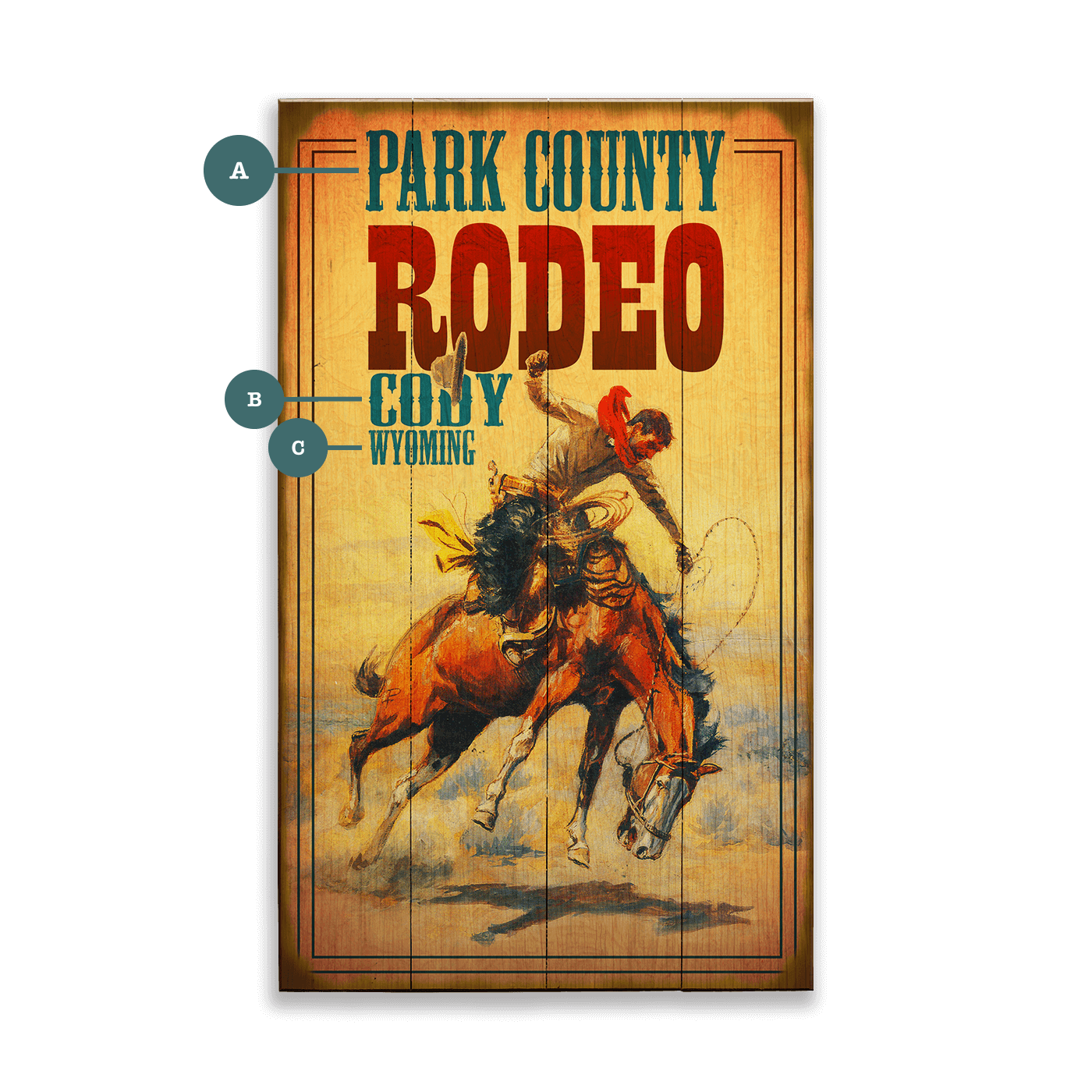 Rodeo Bronc Rider - Wood & Metal Wall Art