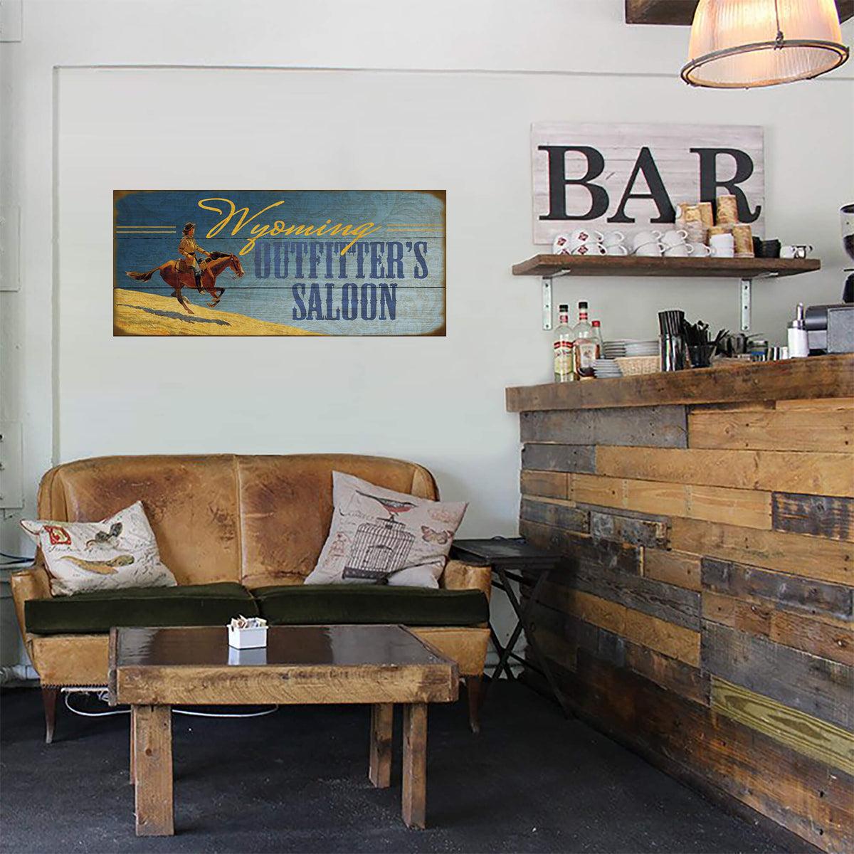 Golden Ride Outfitter's Saloon - Wood & Metal Wall Art