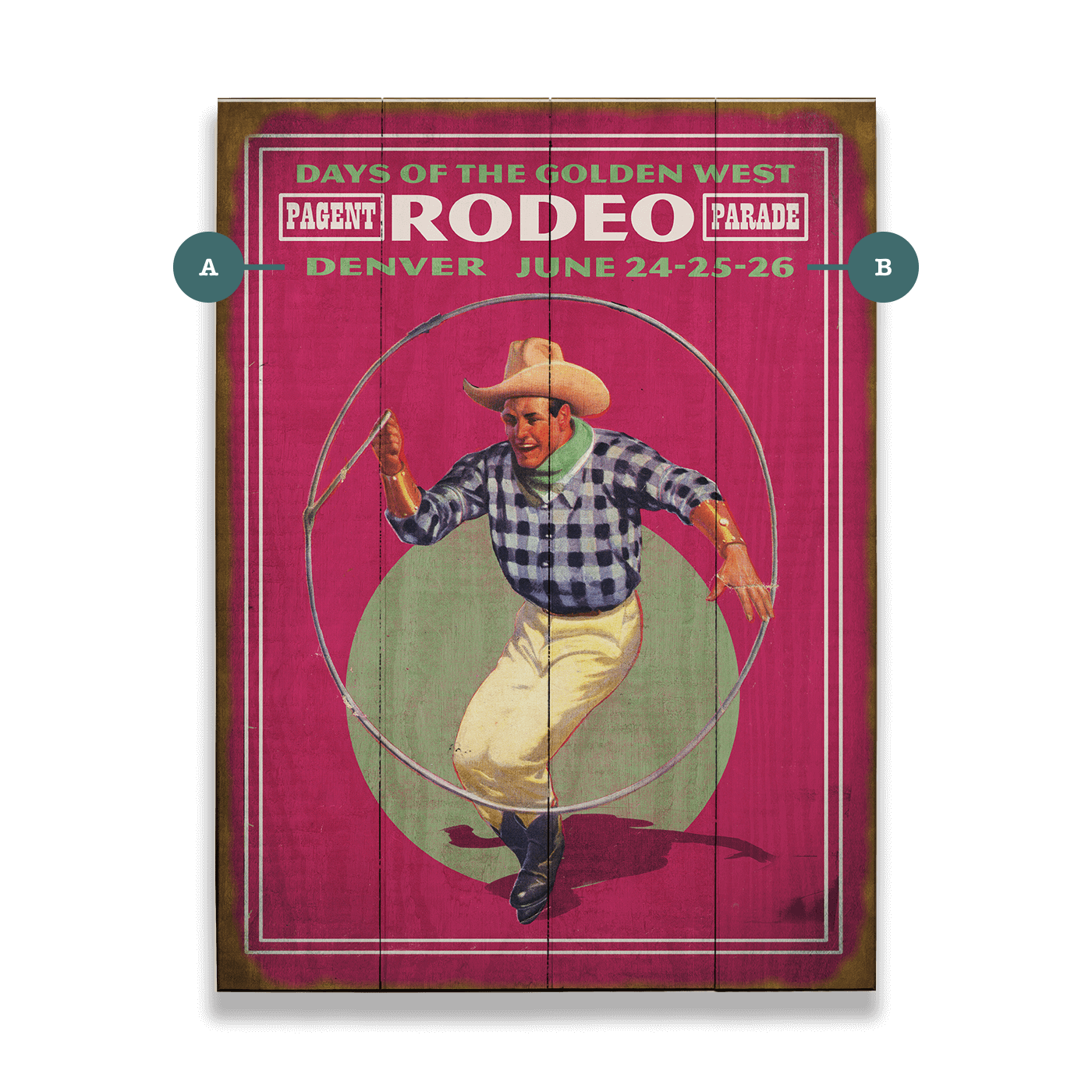 Days of the Golden West Rodeo - Wood & Metal Wall Art
