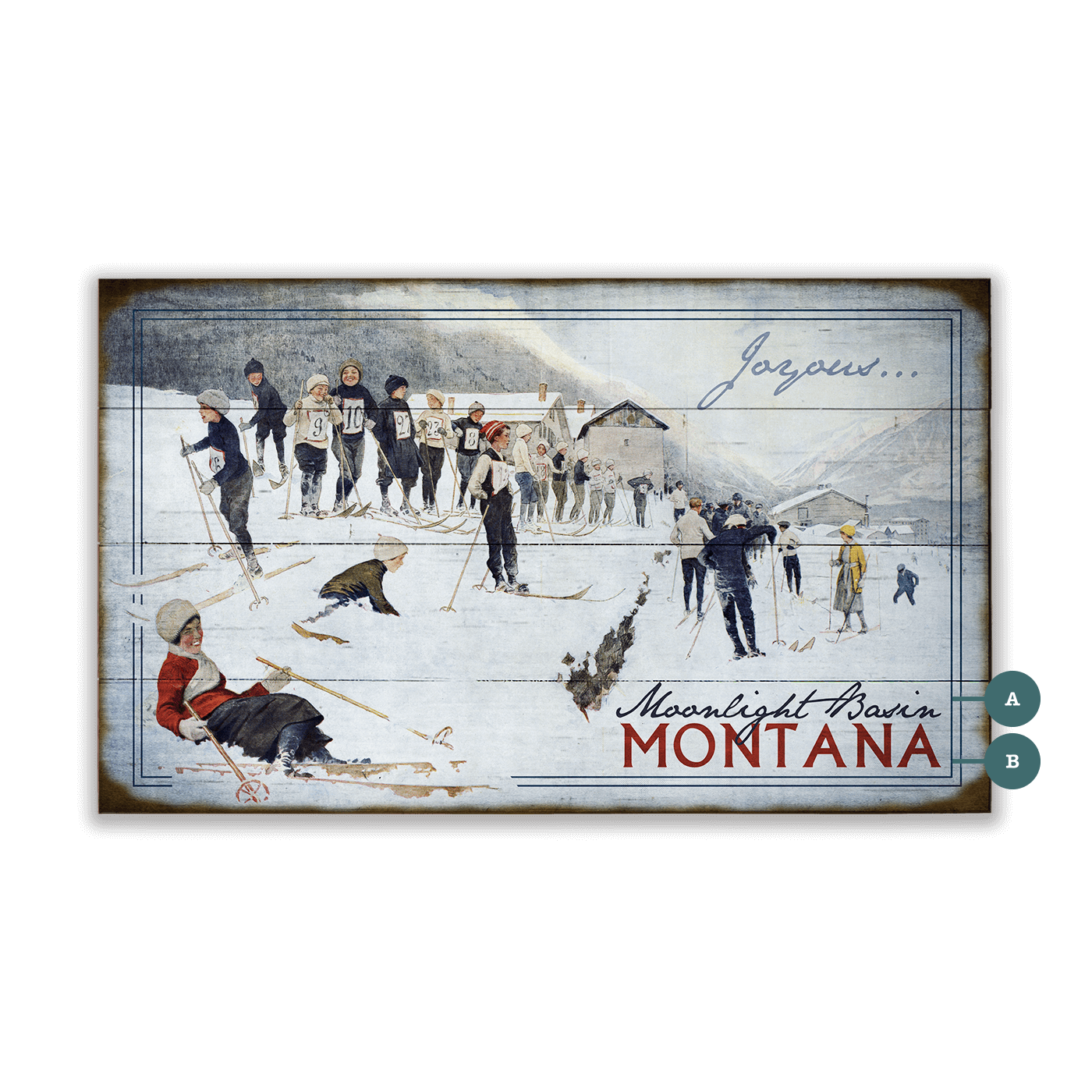 Joyous Skiing - Wood & Metal Wall Art