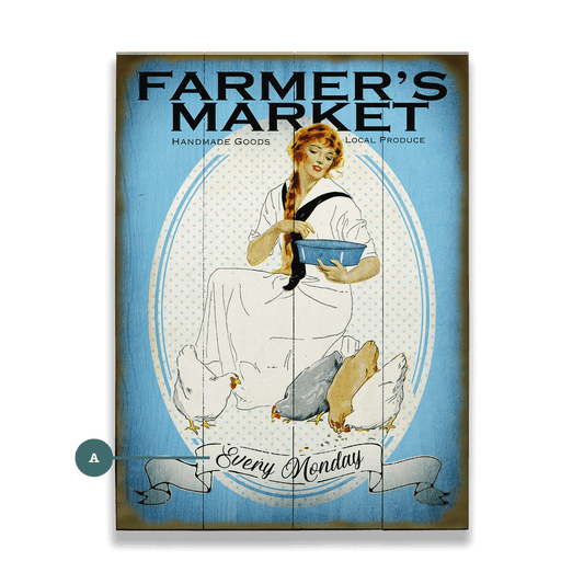 Maiden and Hens Farmer's Market - Wood & Metal Wall Art