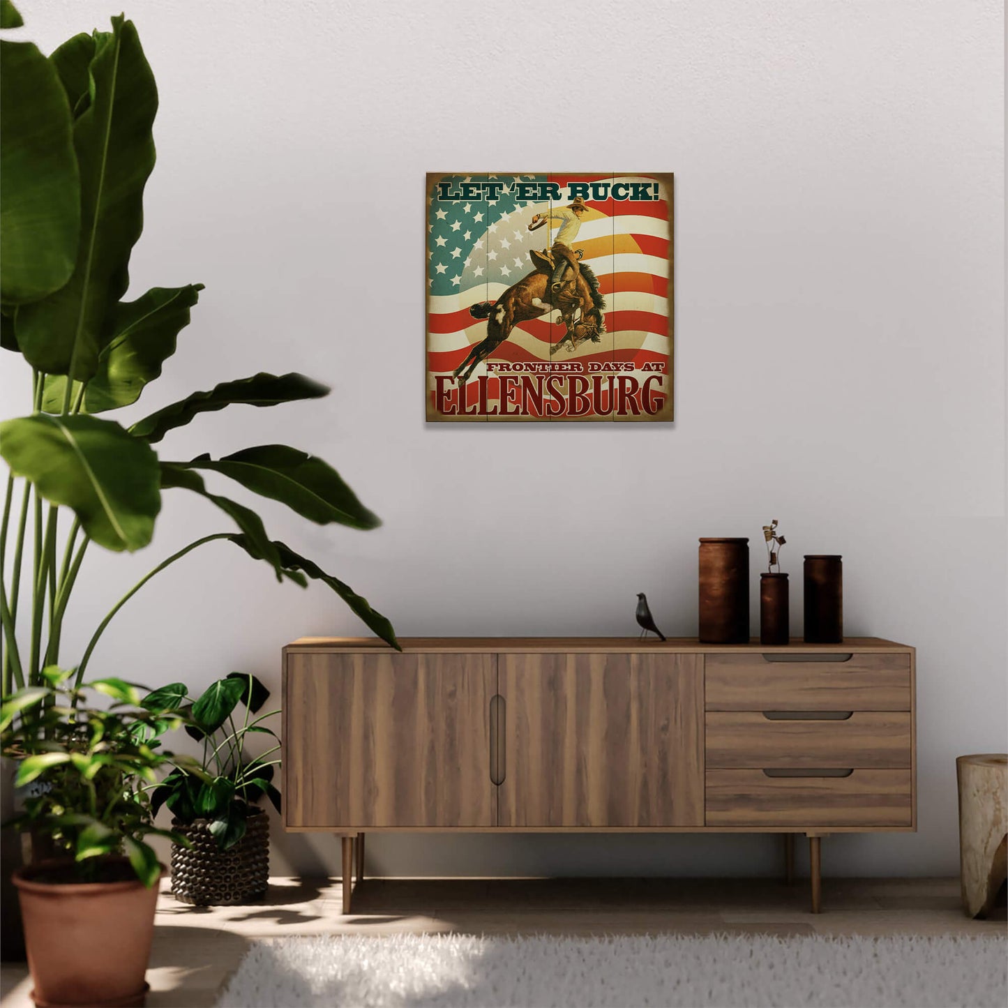 Let 'Er Buck - Wood & Metal Wall Art