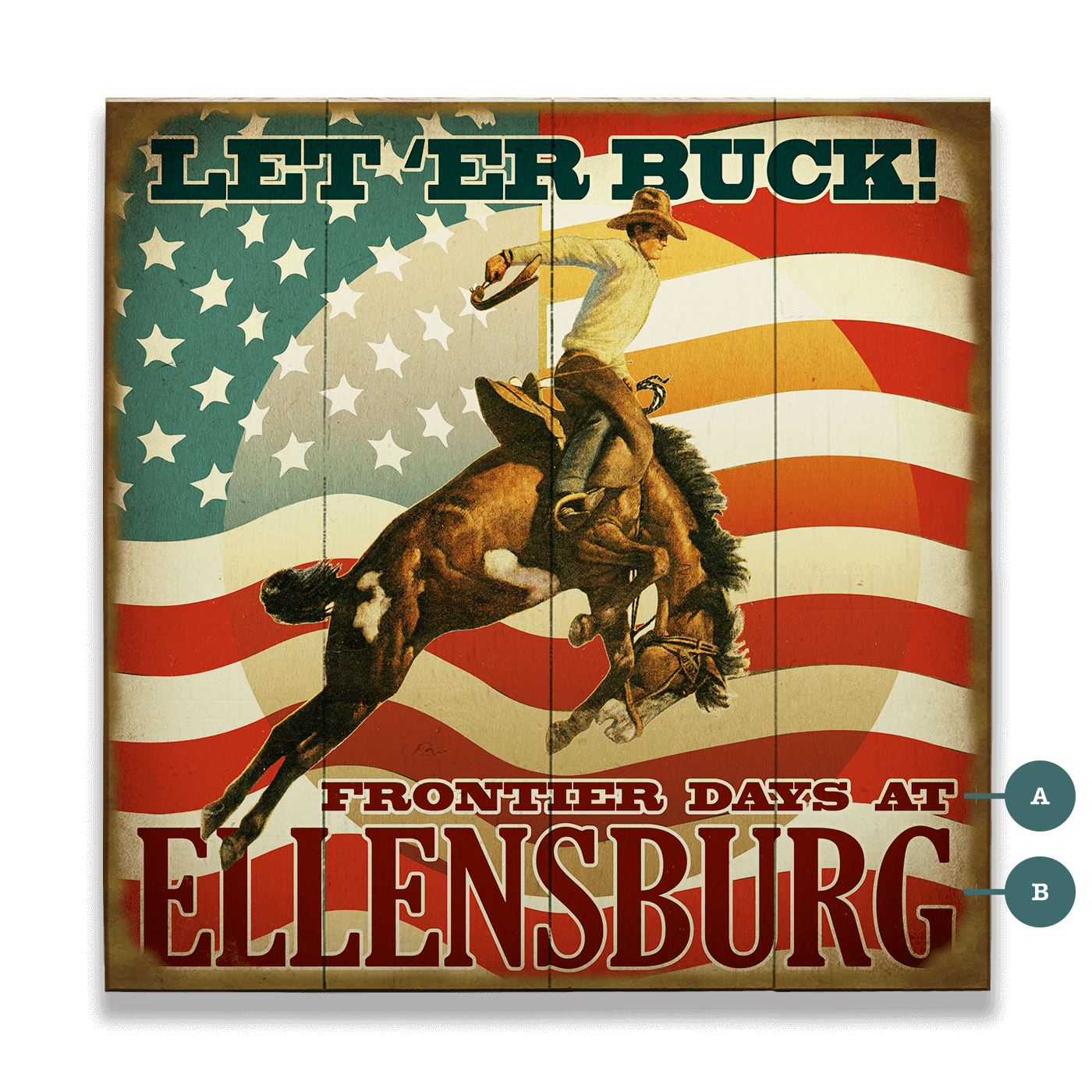 Let 'Er Buck - Wood & Metal Wall Art