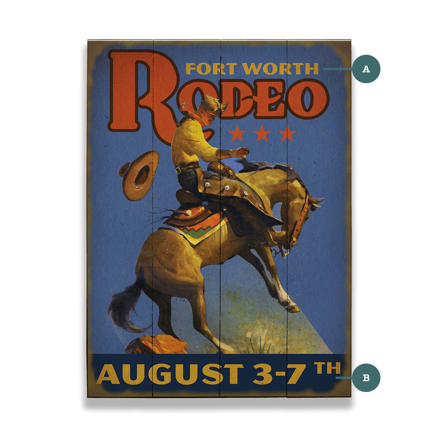 Bronco Rodeo - Wood & Metal Wall Art