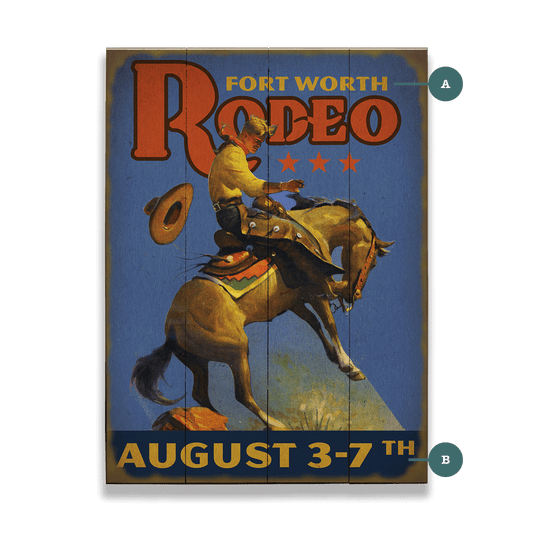 Bronco Rodeo - Wood & Metal Wall Art