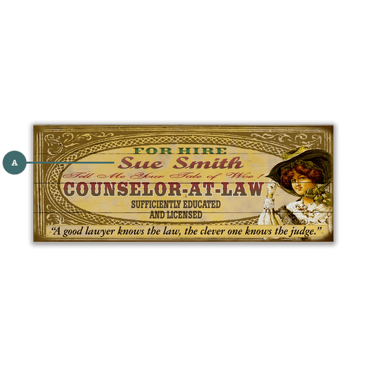 Legal Office - Counselor-at-Law: Female (Personalized) - Wood & Metal Wall Art