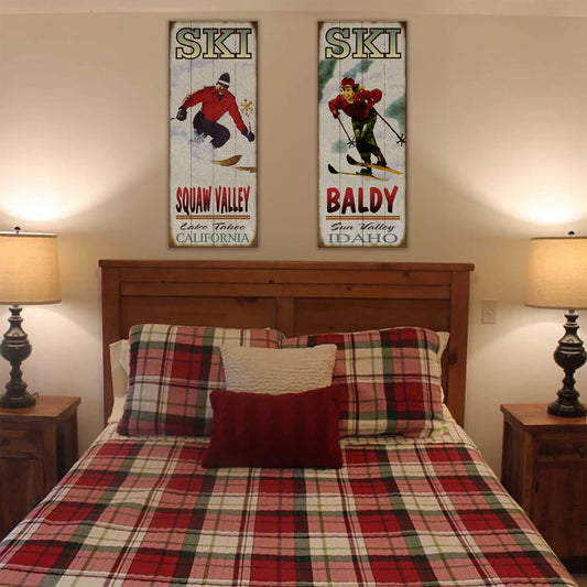 Mountain Momentum: Male Skier - Wood & Metal Wall Art