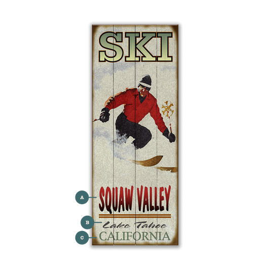 Mountain Momentum: Male Skier - Wood & Metal Wall Art